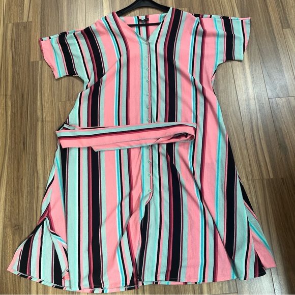 Lane Bryant Perfect Dolman Sleeve V Neck Button Up Stripe Dress Size 18/20 - Picture 6 of 6